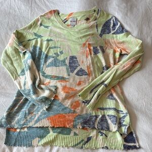 NIC+ZOE Multicolor Abstract Knit sweater Top